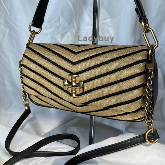 🟢Tory Burch Soft Straw Small Kira Chevron Convertible Flap Shoulder Bag $568 - Picture 5 of 14